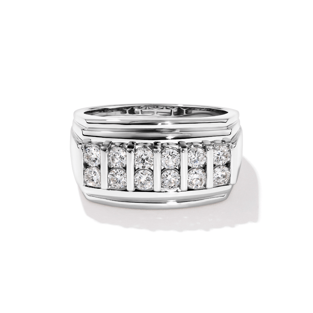 Men's Cluster Tablet Ring with 1.00tw of Laboratory-Grown Diamonds in Sterling Silver and Rhodium Rings Bevilles 
