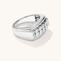 Men's Cluster Tablet Ring with 1.00tw of Laboratory-Grown Diamonds in Sterling Silver and Rhodium Rings Bevilles 