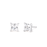 5mm Square Cubic Zirconia Studs in Sterling Silver Earrings Bevilles 