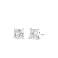 7mm Square Cubic Zirconia Studs in Sterling Silver Earrings Bevilles 