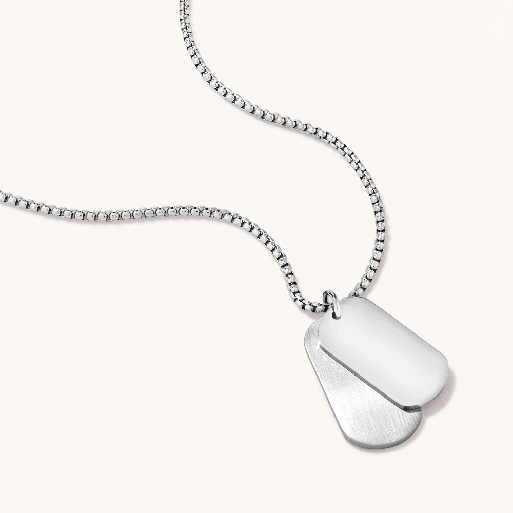 55cm Double Dog Tag Necklace in Stainless Steel Pendants Bevilles 
