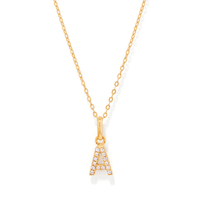 45cm Initial "A" Pendant Necklace in 18kt Fine Gold Plating Pendants Bevilles 