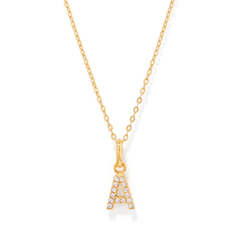 45cm Initial "A" Pendant Necklace in 18kt Fine Gold Plating Pendants Bevilles 
