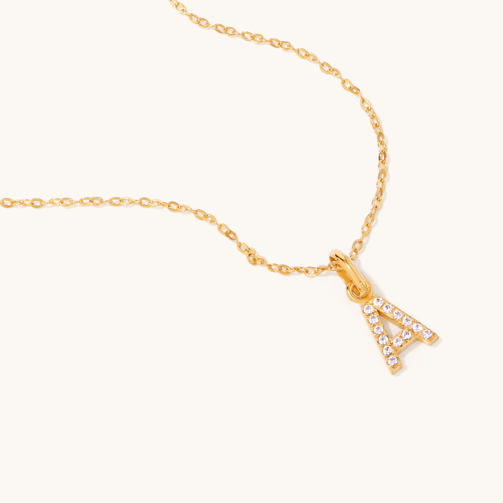 45cm Initial "A" Pendant Necklace in 18kt Fine Gold Plating Pendants Bevilles 