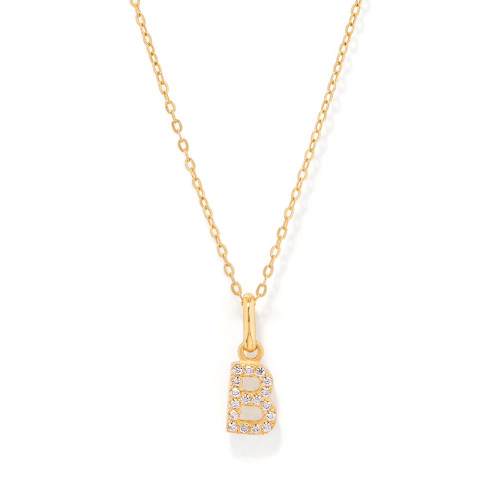 45cm Initial B Pendant Necklace in 18kt Fine Gold Plating Pendants Bevilles 