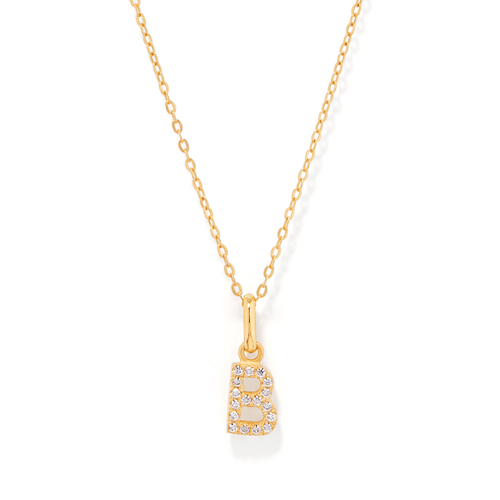 45cm Initial B Pendant Necklace in 18kt Fine Gold Plating Pendants Bevilles 