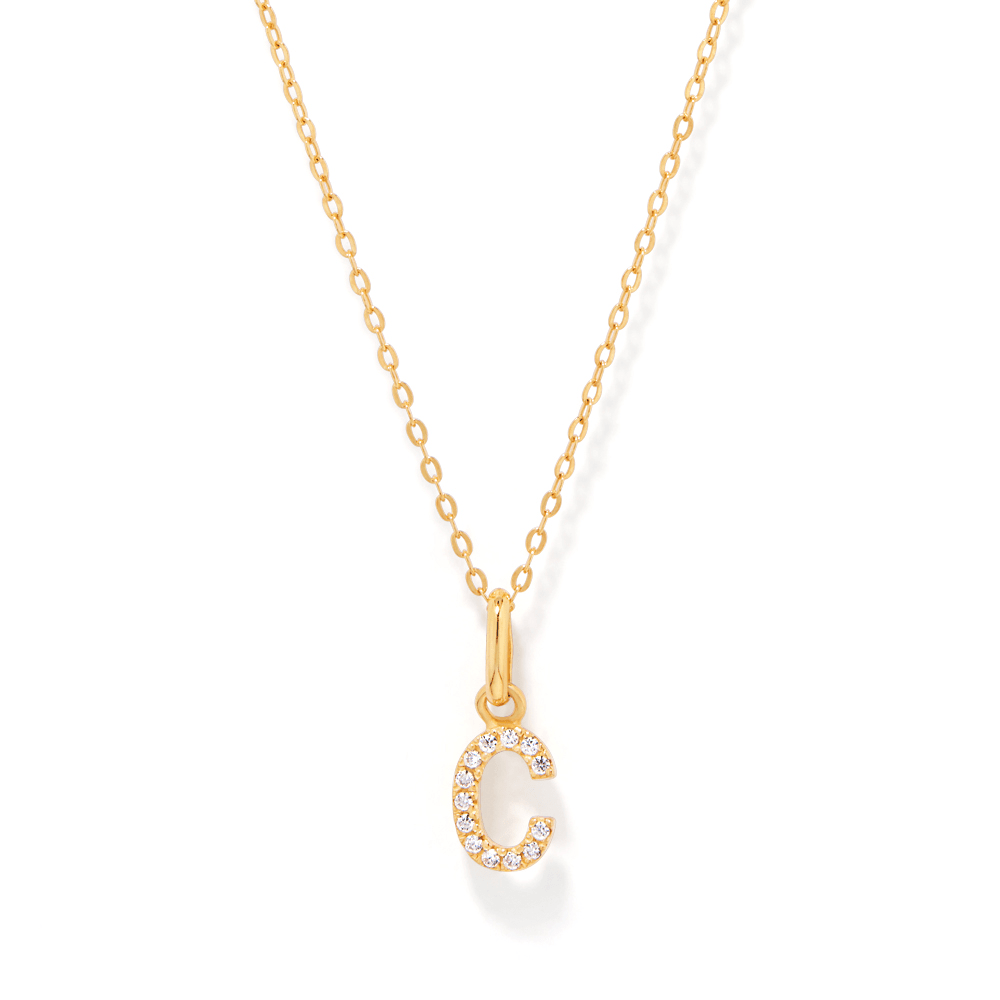 45cm Initial C Pendant Necklace in 18kt Fine Gold Plating Pendants Bevilles 