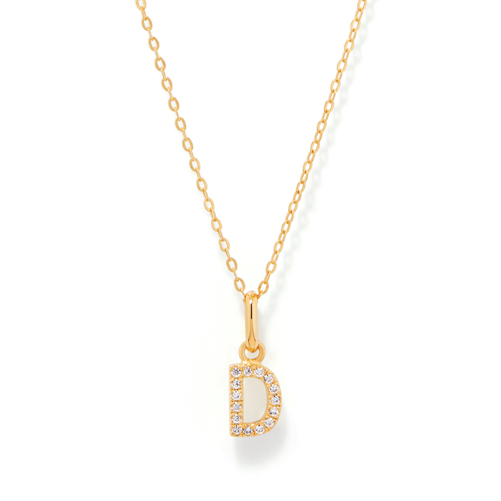 45cm Initial D Pendant Necklace in 18kt Fine Gold Plating Pendants Bevilles 