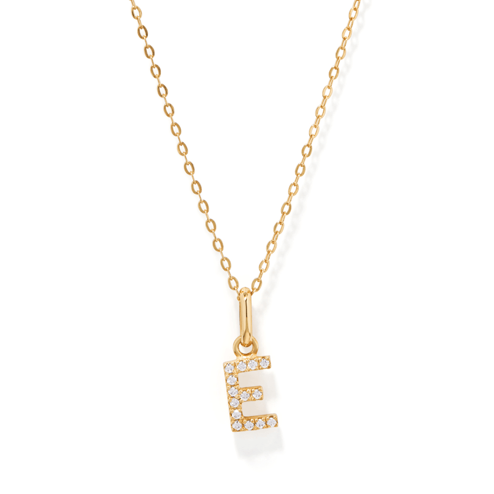 45cm Initial E Pendant Necklace in 18kt Fine Gold Plating Pendants Bevilles 