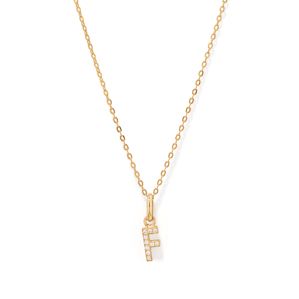 45cm Initial F Pendant Necklace in 18kt Fine Gold Plating Pendants Bevilles 