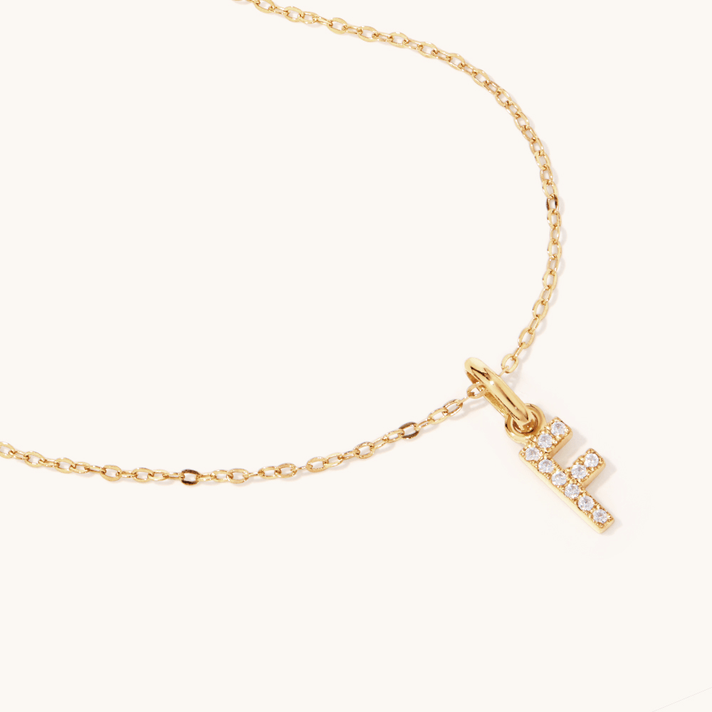 45cm Initial F Pendant Necklace in 18kt Fine Gold Plating Pendants Bevilles 