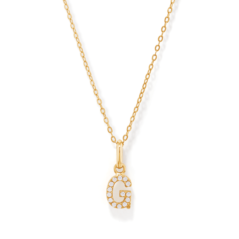 45cm Initial G Pendant Necklace in 18kt Fine Gold Plating Pendants Bevilles 