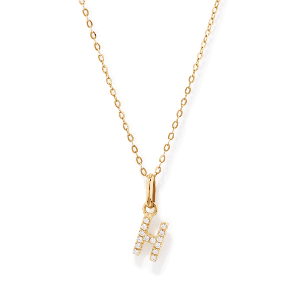 45cm Initial H Pendant Necklace in 18kt Fine Gold Plating Pendants Bevilles 