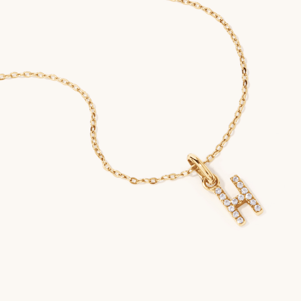 45cm Initial H Pendant Necklace in 18kt Fine Gold Plating Pendants Bevilles 