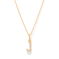 45cm Initial "J" Pendant Necklace in 18kt Fine Gold Plating Pendants Bevilles 