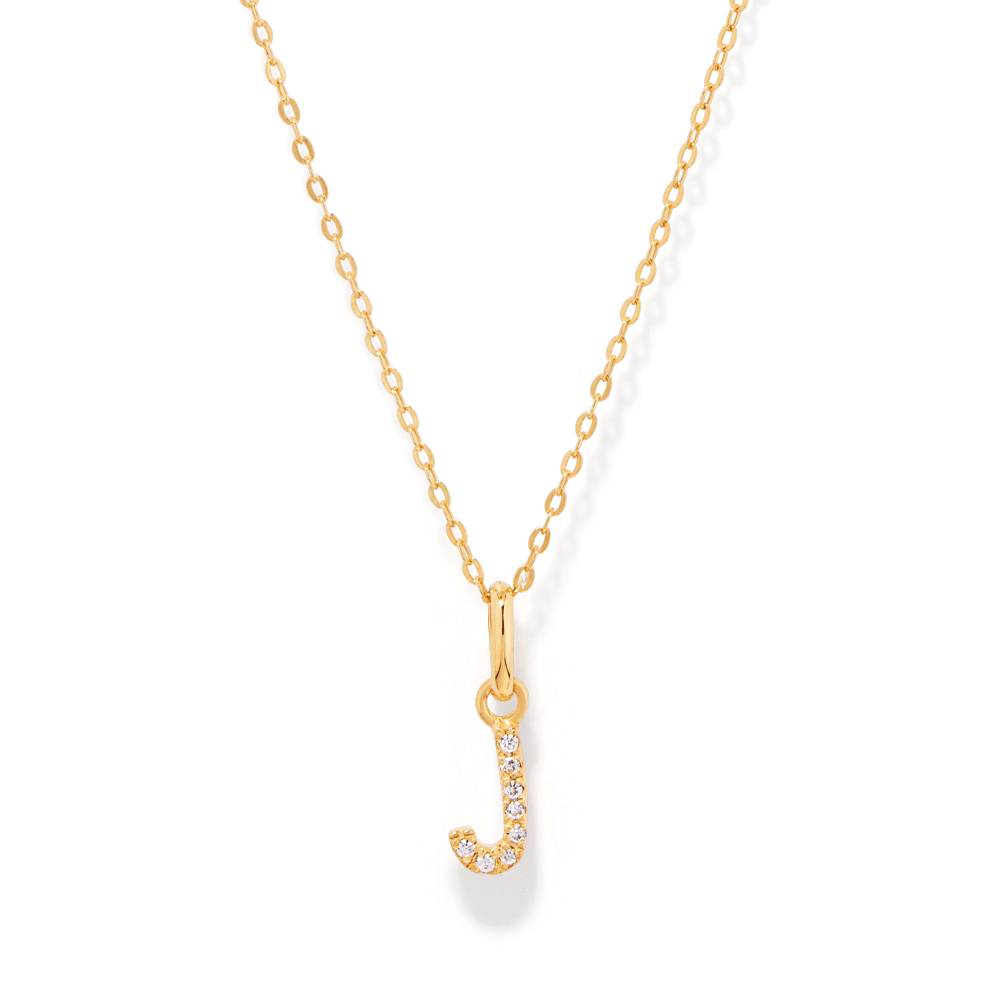 45cm Initial "J" Pendant Necklace in 18kt Fine Gold Plating Pendants Bevilles 