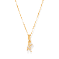 45cm Initial K Pendant Necklace in 18kt Fine Gold Plating Pendants Bevilles 