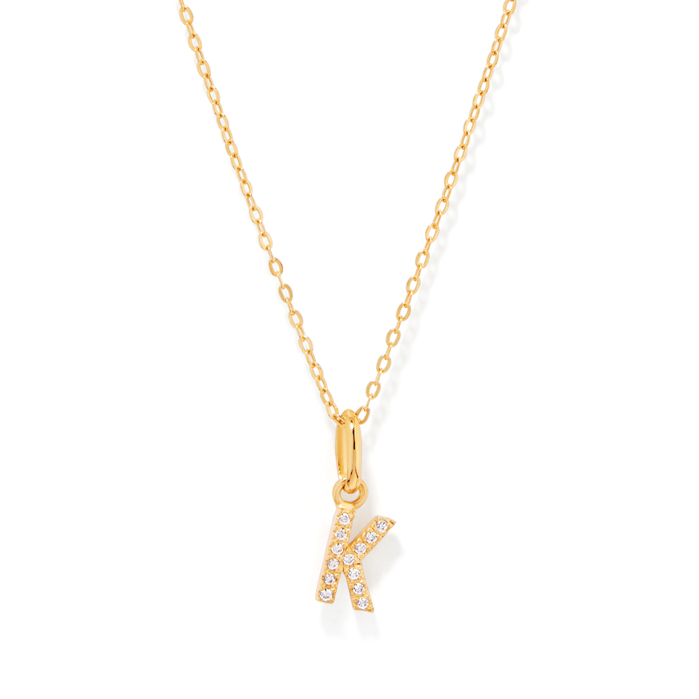 45cm Initial K Pendant Necklace in 18kt Fine Gold Plating Pendants Bevilles 