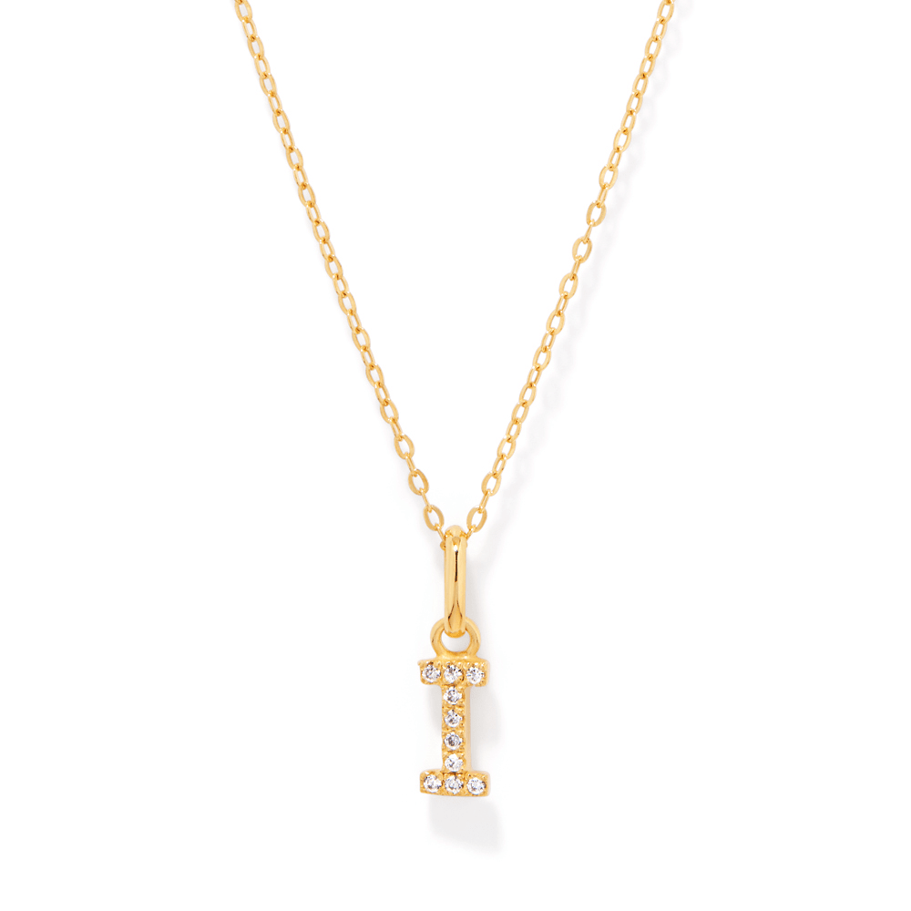 45cm Initial L Pendant Necklace in 18kt Fine Gold Plating Pendants Bevilles 