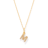 45cm Initial M Pendant Necklace in 18kt Fine Gold Plating Pendants Bevilles 