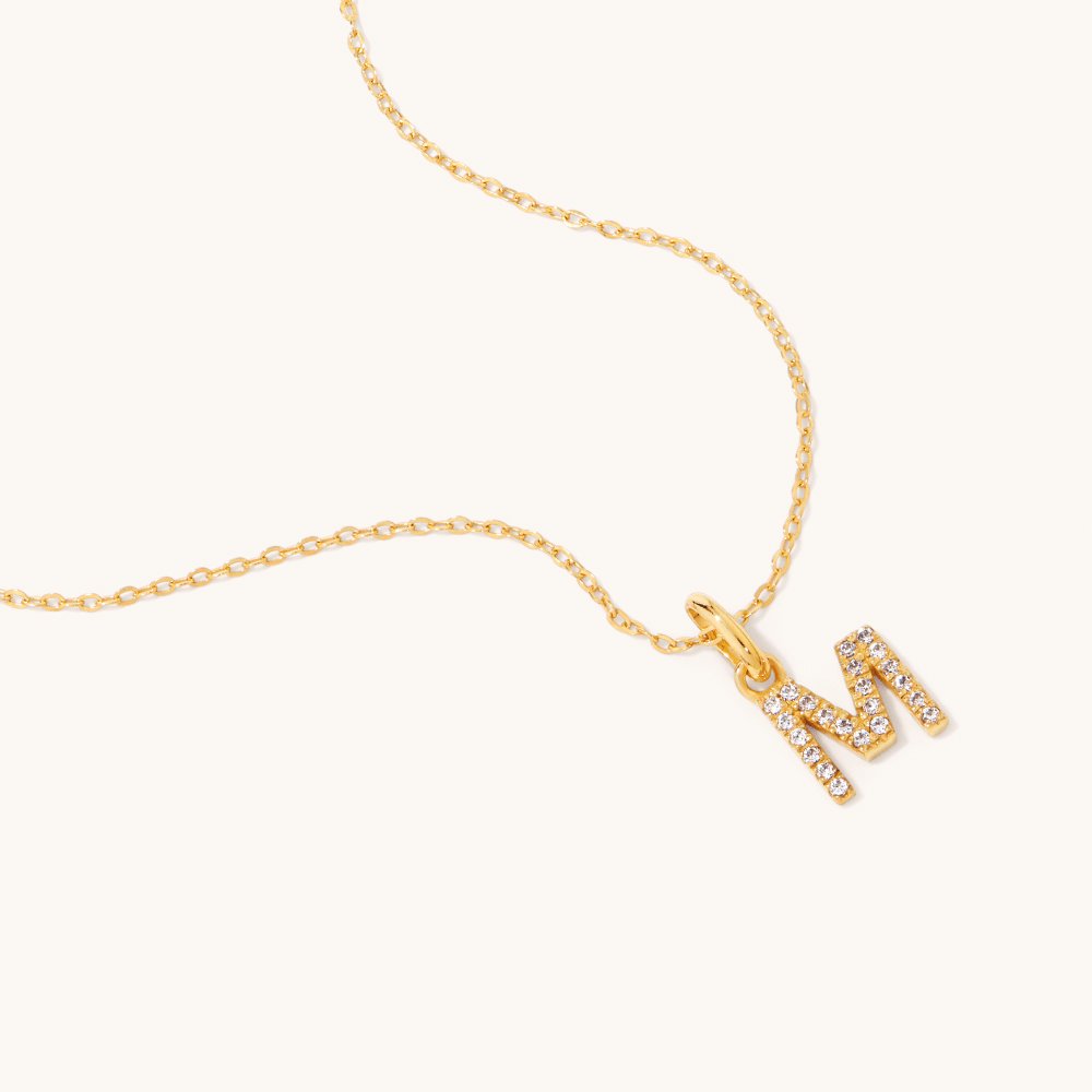 45cm Initial M Pendant Necklace in 18kt Fine Gold Plating Pendants Bevilles 