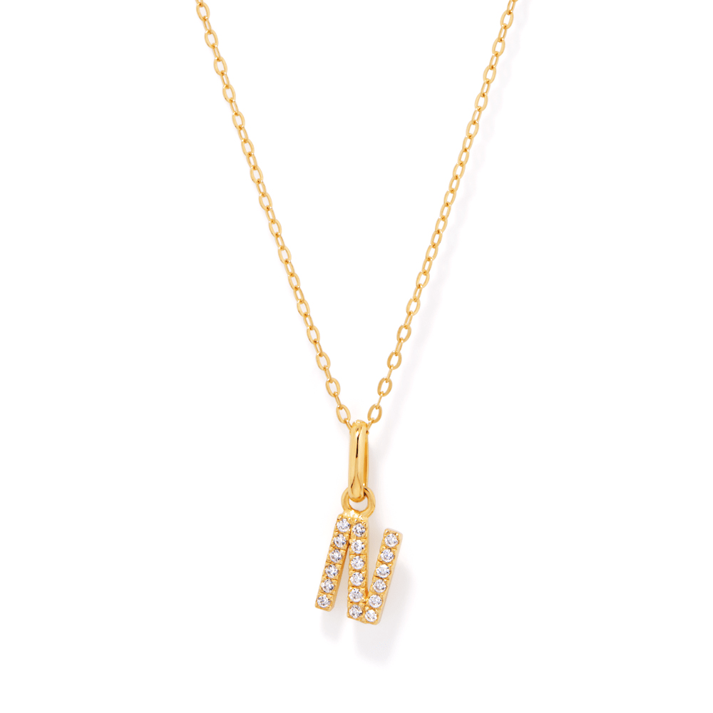 45cm Initial N Pendant Necklace in 18kt Fine Gold Plating Pendants Bevilles 