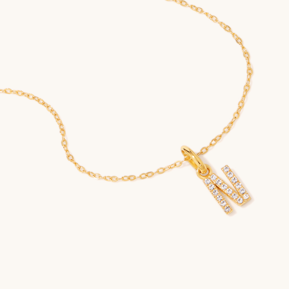 45cm Initial N Pendant Necklace in 18kt Fine Gold Plating Pendants Bevilles 