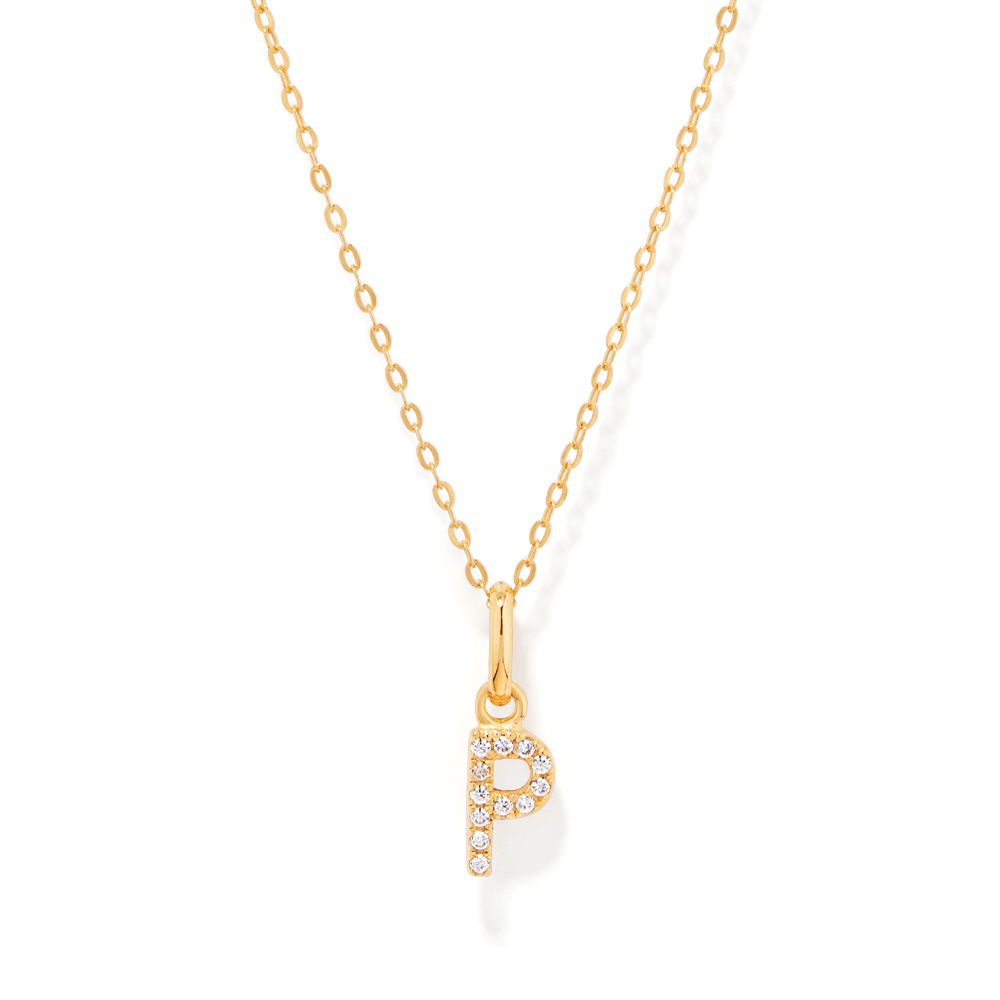 45cm Initial P Pendant Necklace in 18kt Fine Gold Plating Pendants Bevilles 