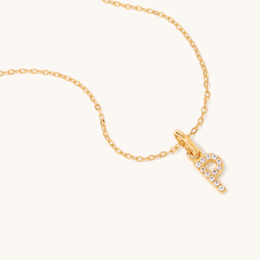 45cm Initial P Pendant Necklace in 18kt Fine Gold Plating Pendants Bevilles 