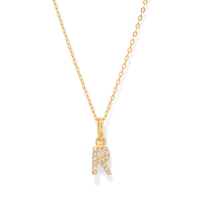45cm Initial R Pendant Necklace in 18kt Fine Gold Plating Pendants Bevilles 