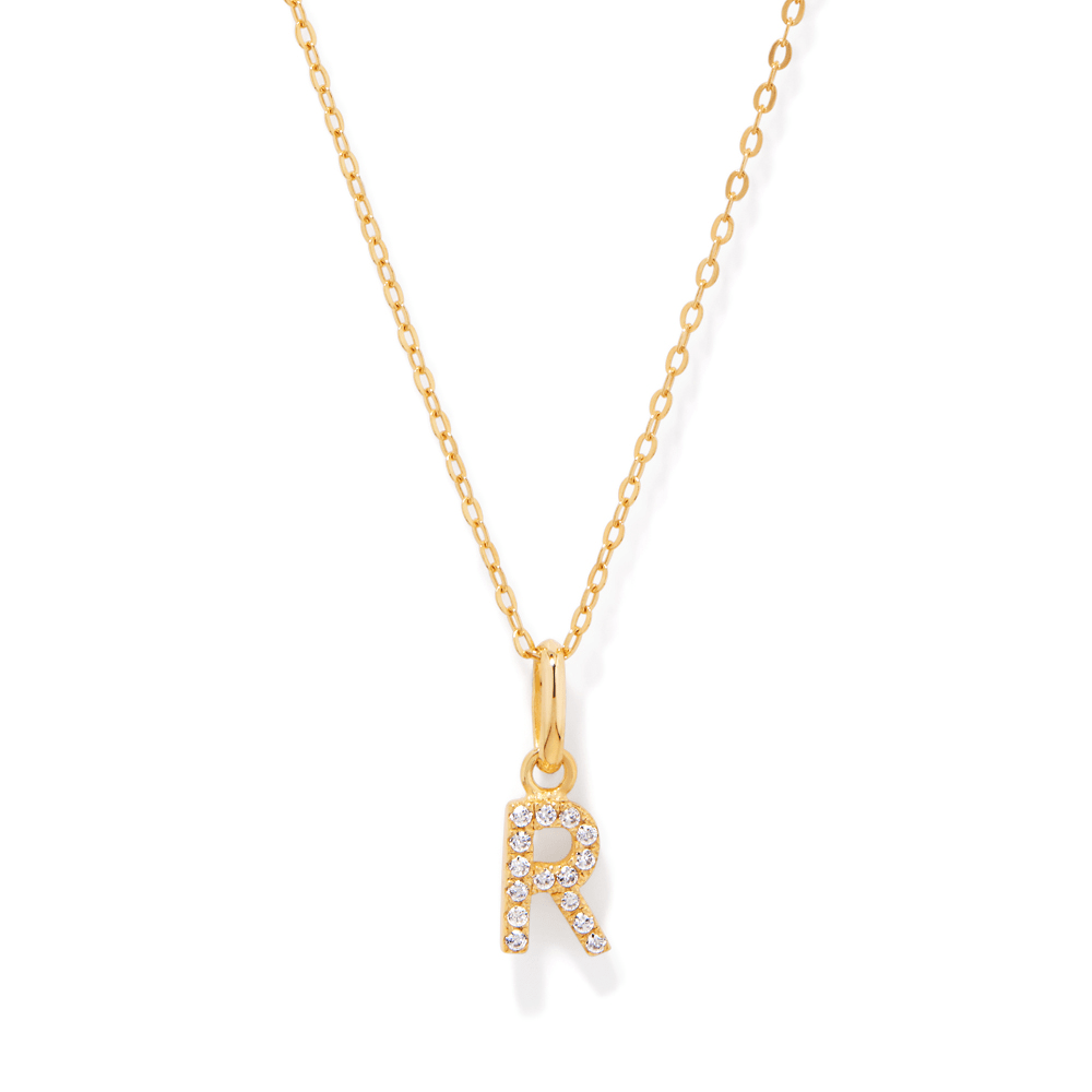 45cm Initial R Pendant Necklace in 18kt Fine Gold Plating Pendants Bevilles 