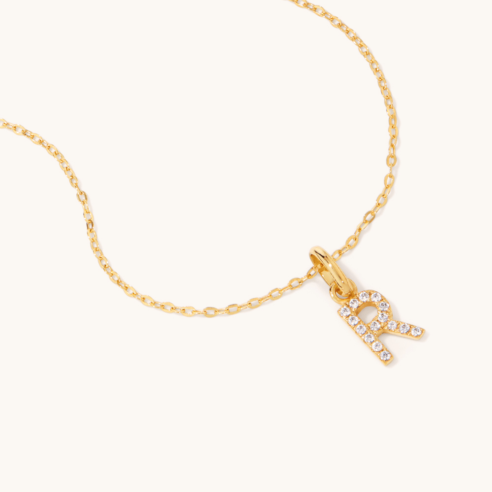 45cm Initial R Pendant Necklace in 18kt Fine Gold Plating Pendants Bevilles 