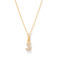45cm Initial S Pendant Necklace in 18kt Fine Gold Plating Pendants Bevilles 