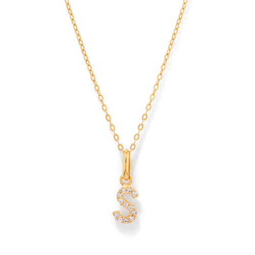 45cm Initial S Pendant Necklace in 18kt Fine Gold Plating Pendants Bevilles 