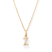 45cm Initial Z Pendant Necklace in 18kt Fine Gold Plating Pendants Bevilles 