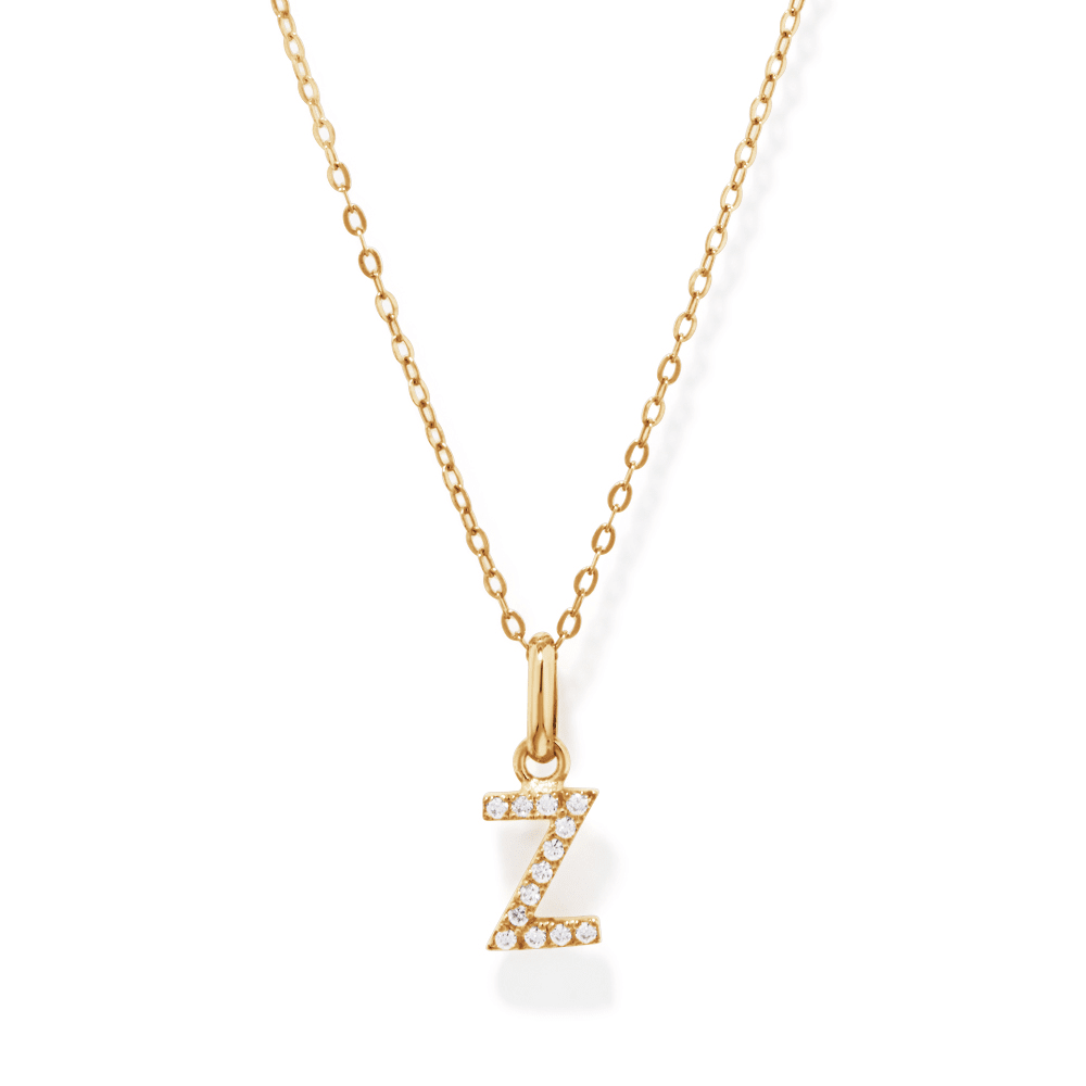 45cm Initial Z Pendant Necklace in 18kt Fine Gold Plating Pendants Bevilles 