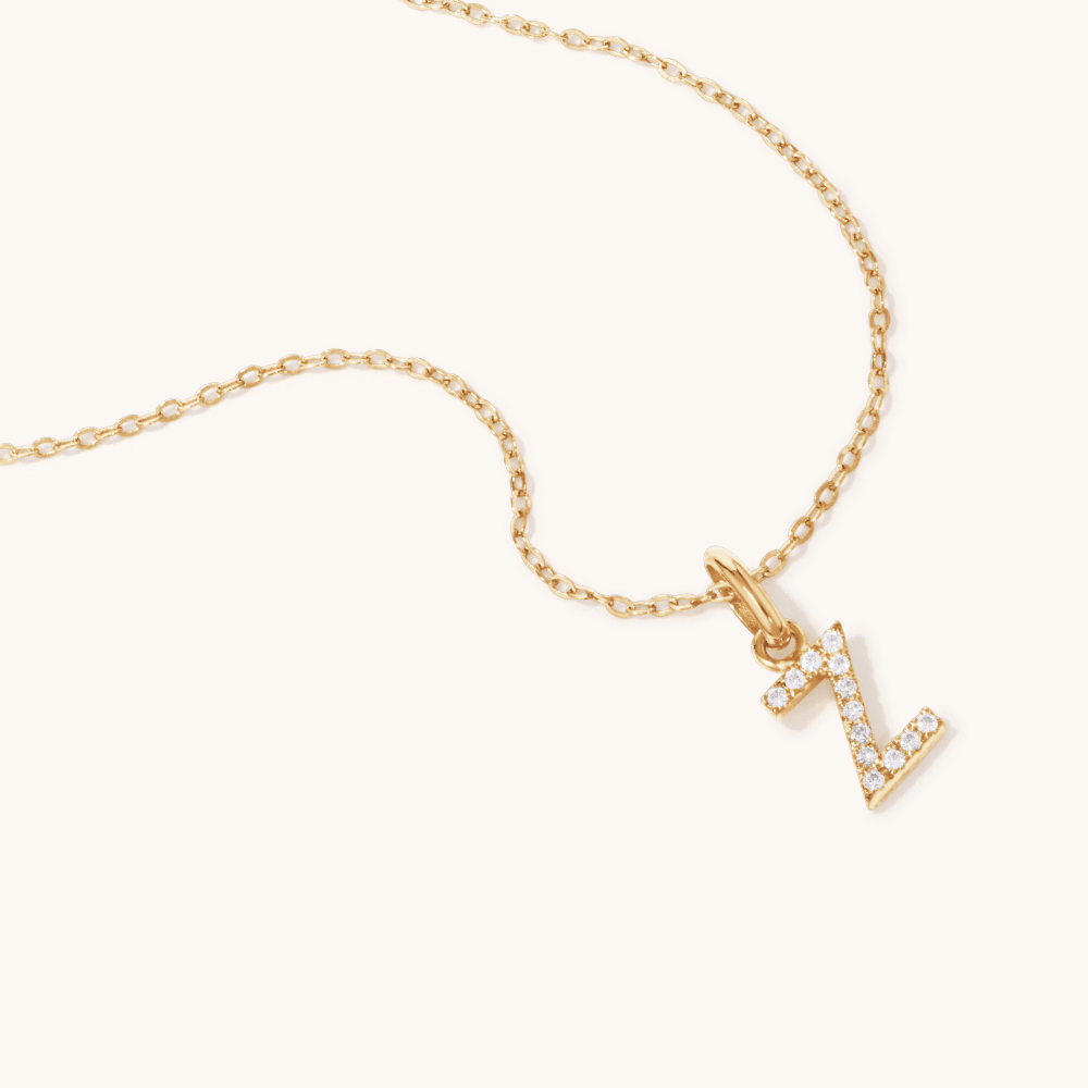 45cm Initial Z Pendant Necklace in 18kt Fine Gold Plating Pendants Bevilles 