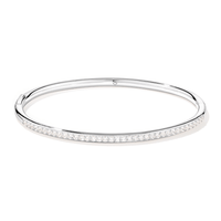 62mm Cubic Zirconia Oval Clasp Bangle in Sterling Silver Bangles Bevilles 