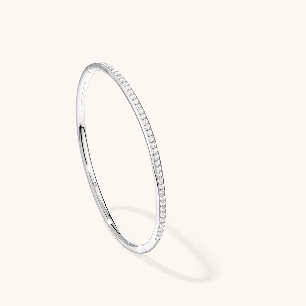 62mm Cubic Zirconia Oval Clasp Bangle in Sterling Silver Bangles Bevilles 