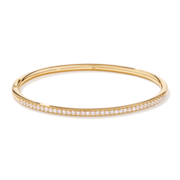 62mm Cubic Zirconia Oval Clasp Bangle in 18kt Fine Gold Plated Sterling Silver Bangles Bevilles 
