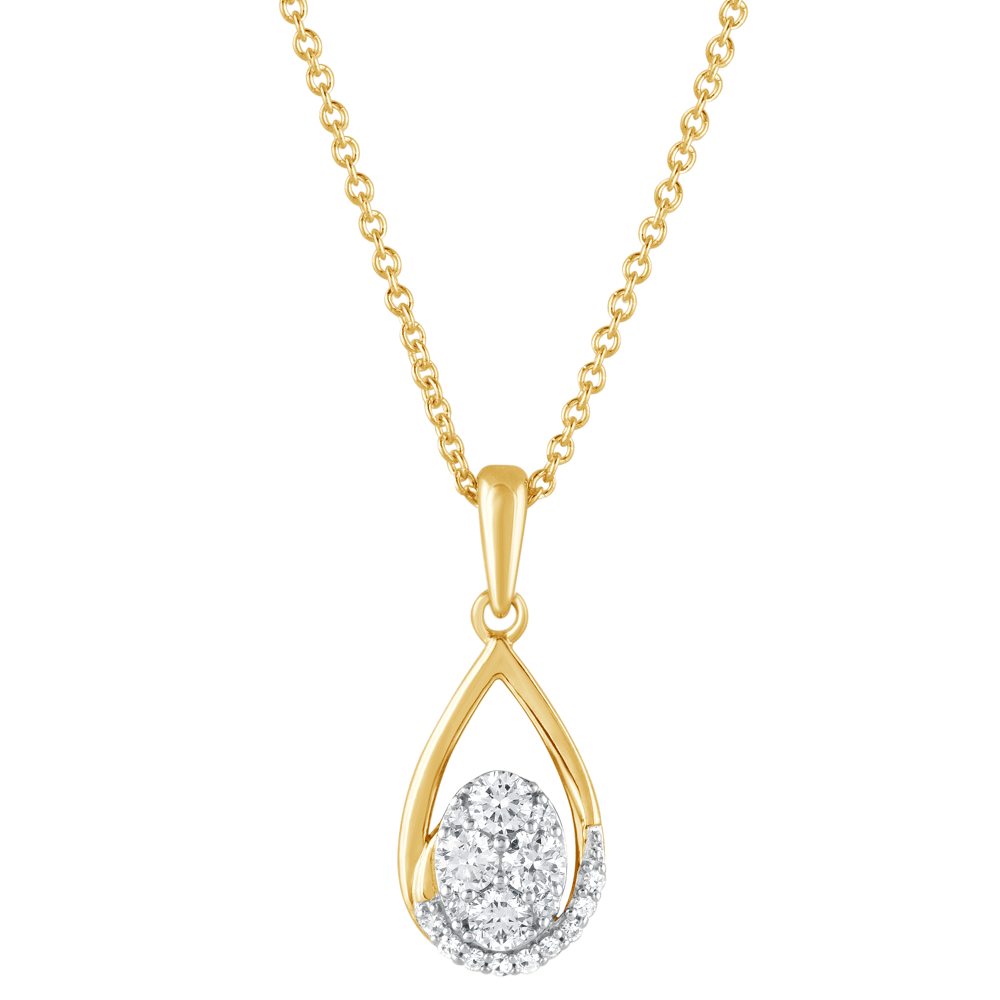 Cluster Pear Pendant Necklace with 0.40tw of Laboratory-Grown Diamonds in Yellow Gold-Plated Sterling Silver Pendants Bevilles 