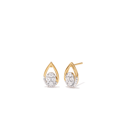 Cluster Pear Stud earrings with 0.60tw of Laboratory-Grown Diamonds in Yellow Gold-Plated Sterling Silver Earrings Bevilles 