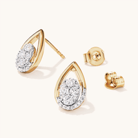 Cluster Pear Stud earrings with 0.60tw of Laboratory-Grown Diamonds in Yellow Gold-Plated Sterling Silver Earrings Bevilles 