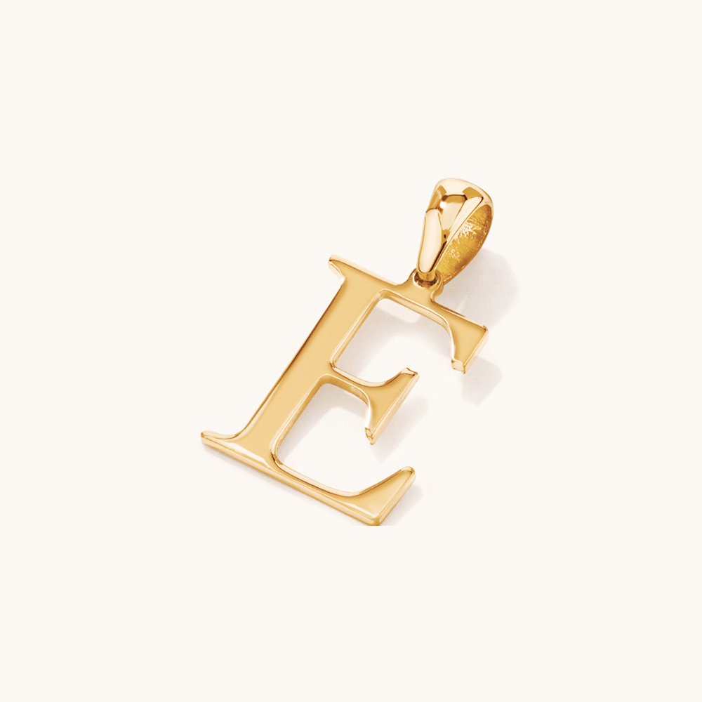"E" Initial Pendant in 9kt Bonded Gold Silver Filled Pendants Bevilles 