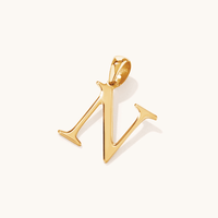 "N" Initial Pendant in 9kt Bonded Gold Silver Filled Pendants Bevilles 
