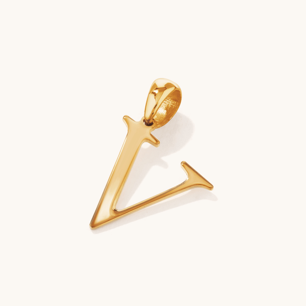 "V" Initial Pendant in 9kt Bonded Gold Silver Filled Pendants Bevilles 
