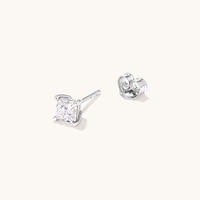 0.50ct Single Solitaire Princess Laboratory-Grown Diamond Stud Earring in Sterling Silver with Platinum Finish Earrings Bevilles 