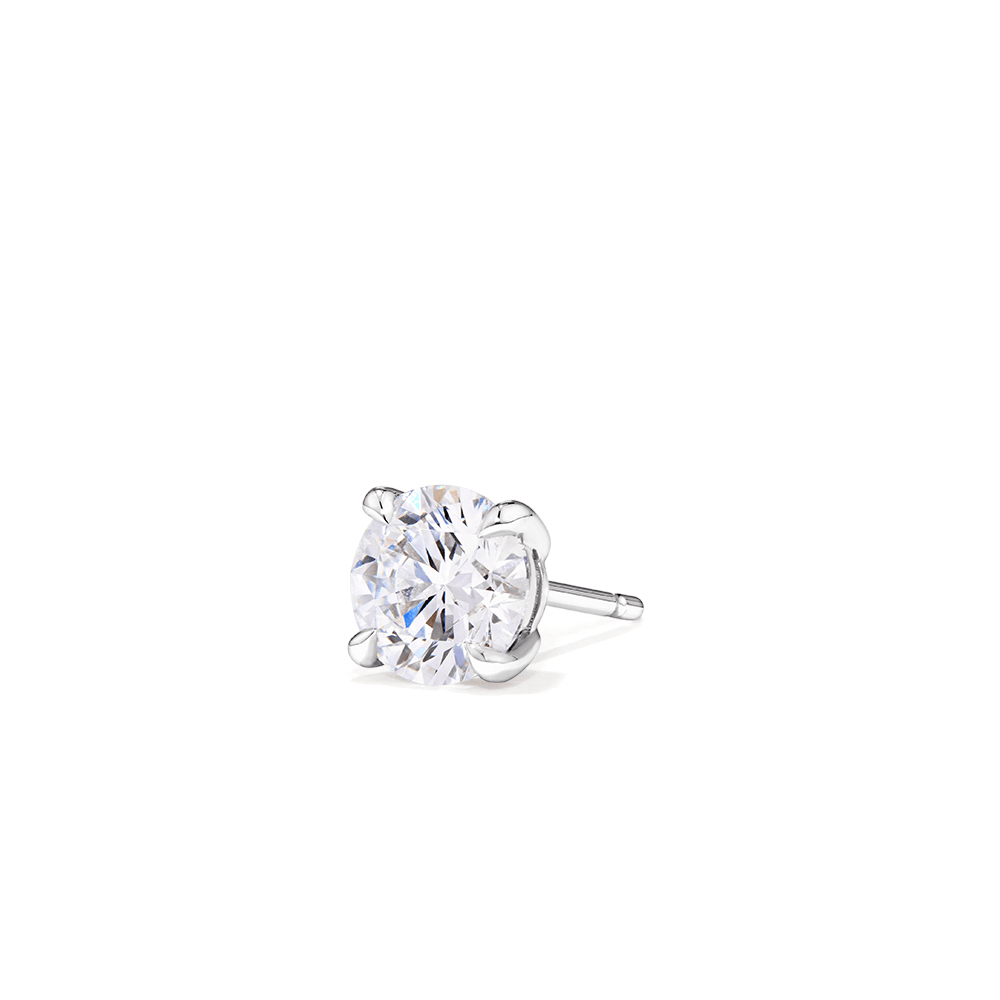 1.00ct Single Solitaire Laboratory-Grown Diamond Stud Earring in Sterling Silver and Platinum Earrings Bevilles 