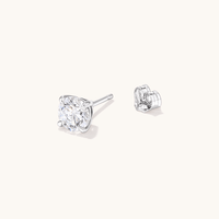 1.00ct Single Solitaire Laboratory-Grown Diamond Stud Earring in Sterling Silver and Platinum Earrings Bevilles 