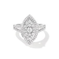 Marquise Cluster Split Band Ring with 1.00tw of Laboratory-Grown Diamonds in Sterling Silver and Platinum Rings Bevilles 